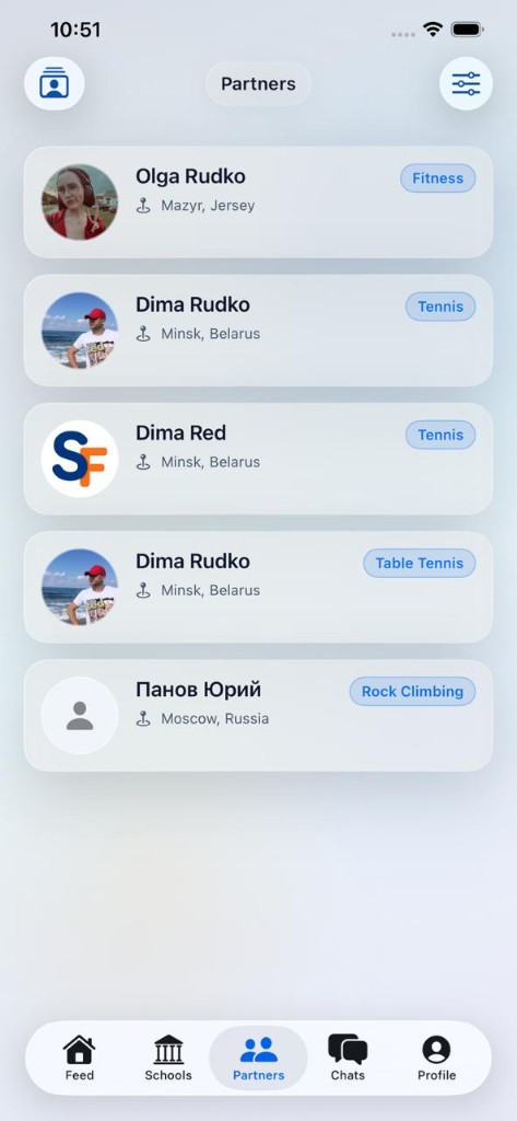 Find sport partners near you